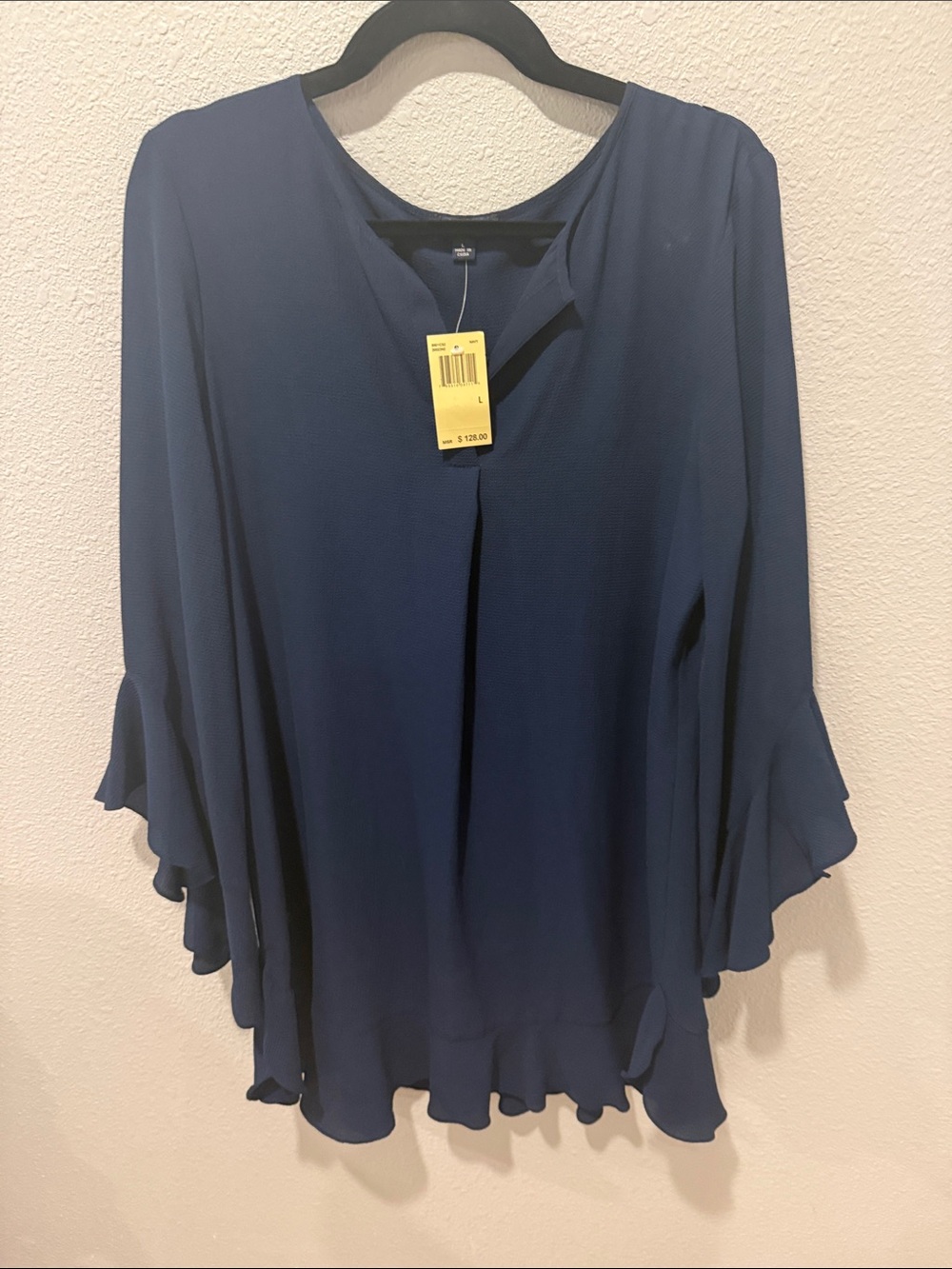 Max Edition Dark Navy Ruffled Sleeve Shift Dress